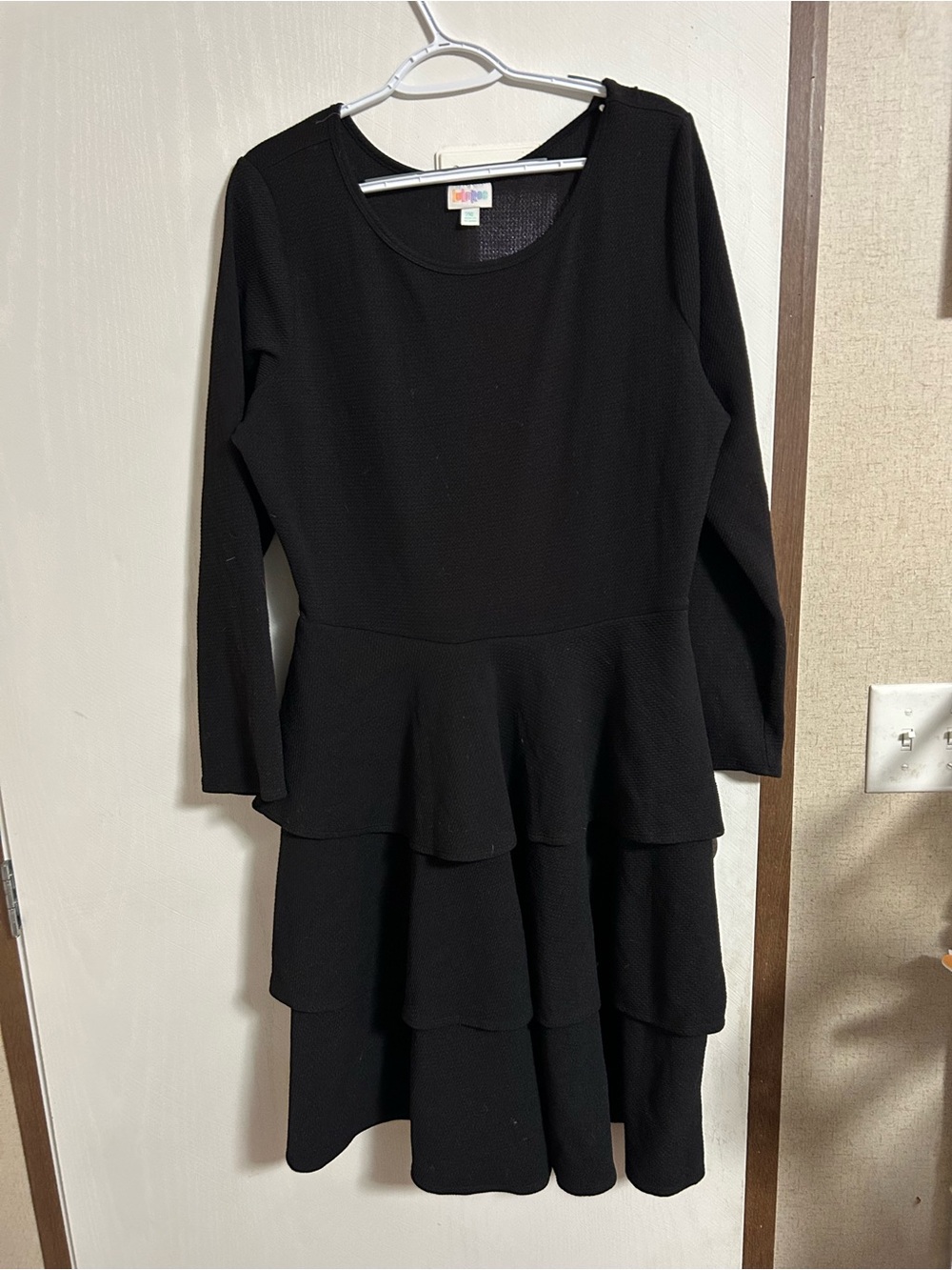 LuLaRoe Black Tiered Peplum Mini Dress - Long Sleeve
